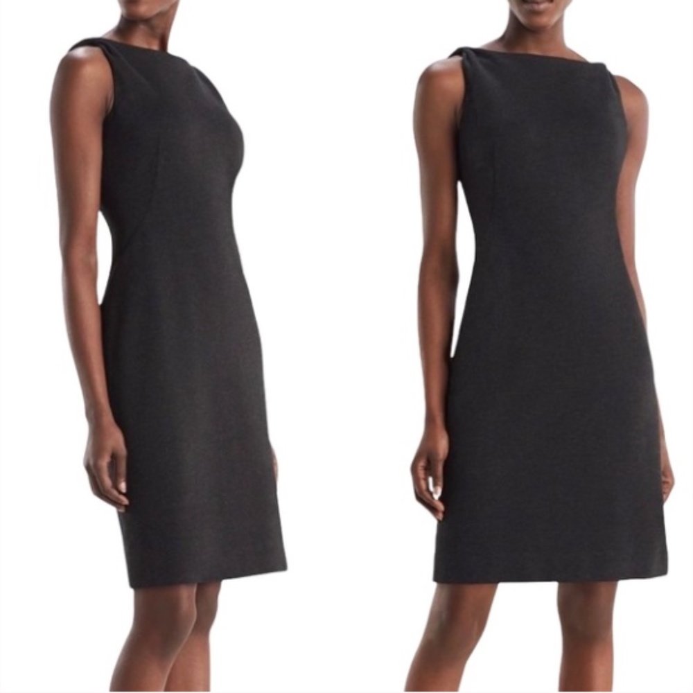 MM Lafleur The Lydia Twisted Strap Ponte Sheath Dress in Charcoal Grey Size 8